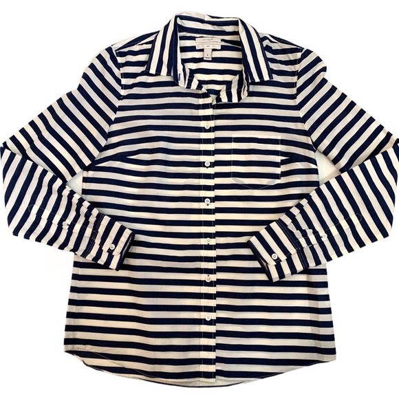 J. CREW Blue White Striped BOY Button Down Shirt size 0 - Picture 16 of 16